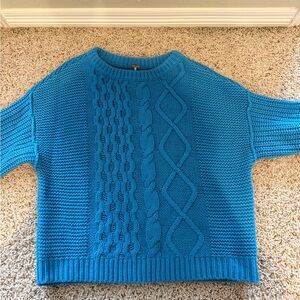 Free People Blue Cable Knit Sweater
